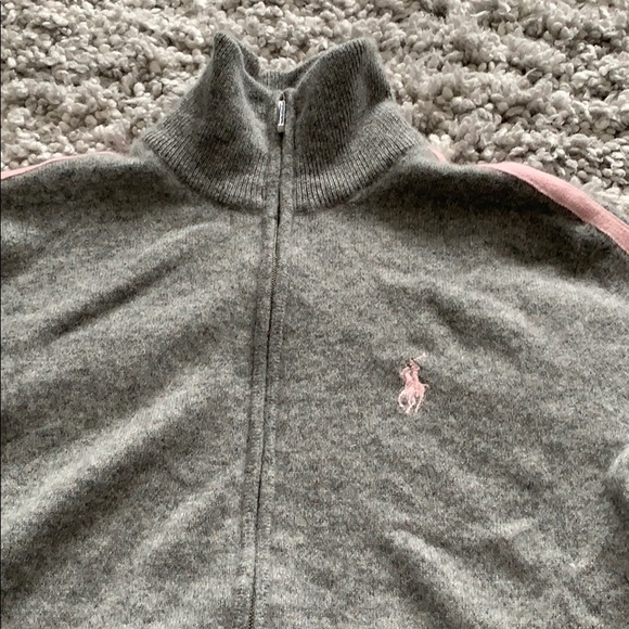 RL Pink Pony cashmere turtleneck cardigan